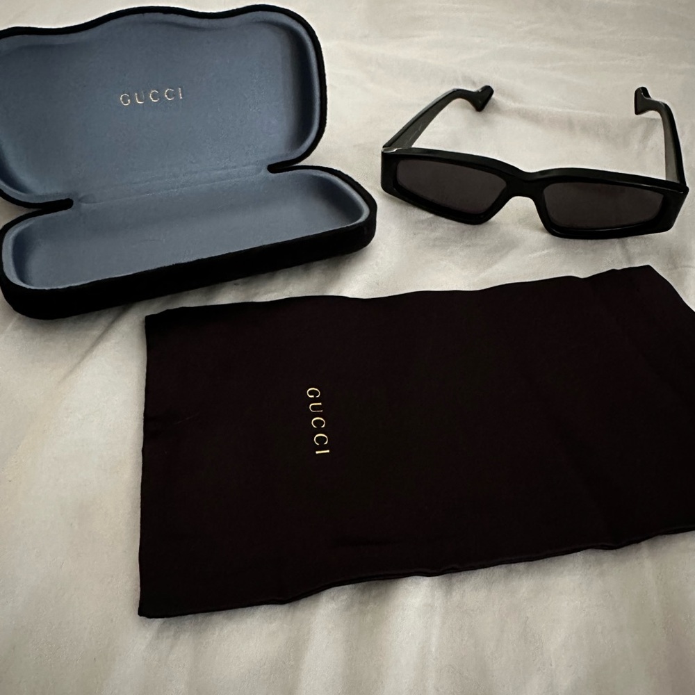 Gucci Black Rectangular Sunglasses with Case